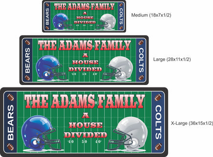 Personalized Sports Sign with Football Field & Opposing Team Helmets - 3 sizes