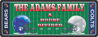 Personalized Sports Sign with Football Field & Opposing Team Helmets