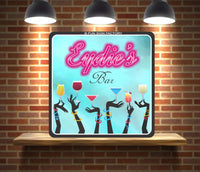 Custom Bar Sign with Pink Neon Lights Font