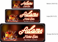 Personalized Home Bar Sign with Name & Mixed Drinks - 3 sizes