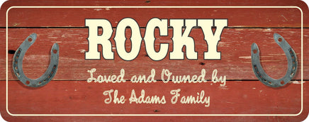 Personalized Horse Stall Sign with Red Painted Barn Wood