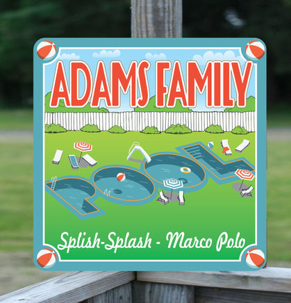 Swimming Pools Personalized Sign with Beach Balls