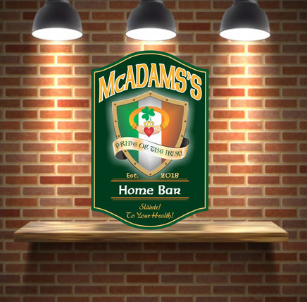 Custom Irish Pub Sign Sláinte Claddagh Ring