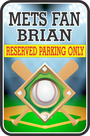 Baseball-themed parking sign fully customized to your individual personality