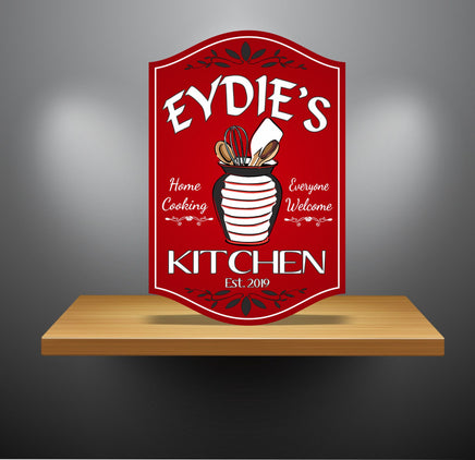 Custom Kitchen Sign with Utensils in Utensil Holder