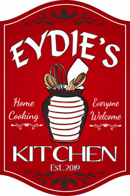 Custom Kitchen Sign with Utensils in Utensil Holder