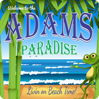 Personalized Beach Welcome Sign with Frog and Ocean Waves
