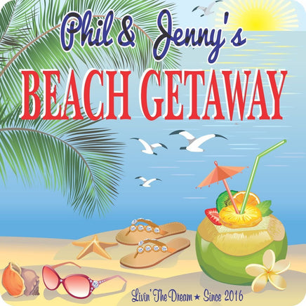 Personalized Beach Getaway Sign with Beach Items