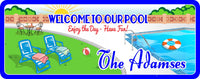 Custom Welcome Sign With Pool, Loungers, And Sun