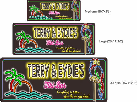 Home Bar Sign With Neon Font And Tropical Theme - 3 Sizes