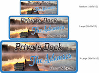 Boat Dock Sign with Sunset and Row Boat - 3 Sizes