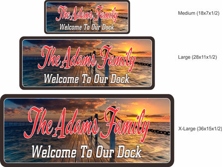 Boat Dock Welcome Sign with Sunset and Pier - 3 sizes