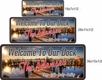 Boat Dock Welcome Sign with Photographic Lake Background - 3 Sizes