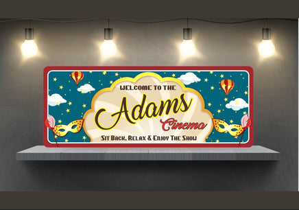Personalized Home Cinema Sign Masks and Hot Air Balloons