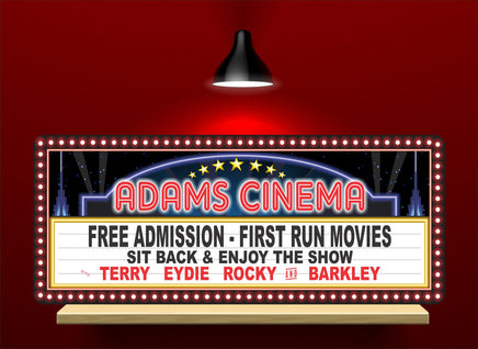 Personalized Home Cinema Sign With Retro Marquee