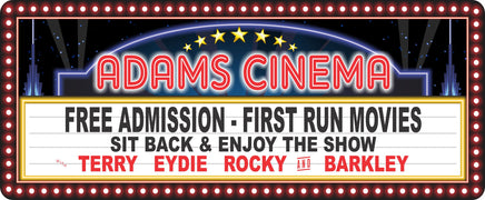 Personalized Home Cinema Sign With Retro Marquee