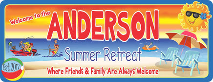 Personalized Beach Summer Retreat Sign
