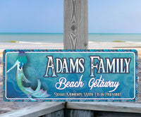 Blue Mermaid Personalized Beach House Sign
