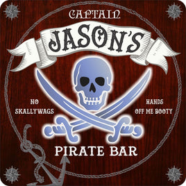 Custom Pirate Bar Sign with Neon Effect Skull