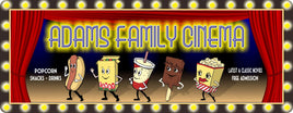 Personalized Movie Room Cinema Sign with Cartoon Snacks Design