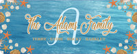 Personalized Family Name Sign with Initial and Coastal Beach House Theme