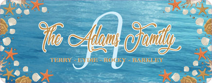 Personalized Family Name Sign with Initial and Coastal Beach House Theme