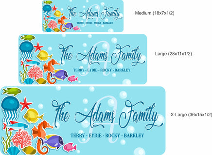 Personalized Family Name Sign with Tropical Ocean Design - 3 Sizes