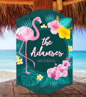 Personalized Flamingo Sign with Tropical Design and Inspirational Quote