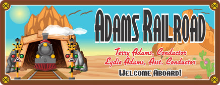 Welcome Aboard Personalized Railroad Sign with Desert Train