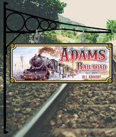 Personalized Train Sign with Vintage Railroad and Steam Locomotive