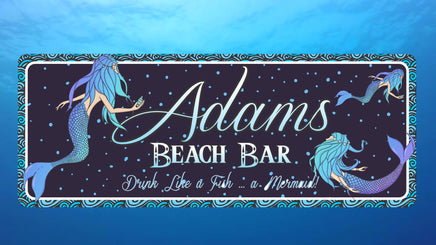Mermaid Personalized Beach Bar Sign - Coastal Decor