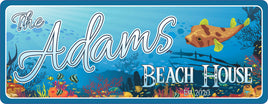 Personalized Beach House Sign: Vibrant Underwater Tropical Scene Décor