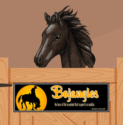 Personalized Horse Stall Name Sign with Silhouetted Horse 