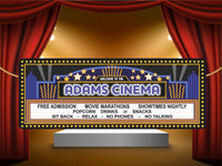 Personalized Home Theater Marquee in Blue Cinema Welcome Sign