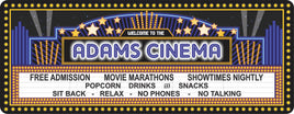 Personalized Home Theater Marquee in Blue Cinema Welcome Sign