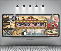 Personalized Hollywood Marquee Home Cinema Sign with Movie Paraphernalia Design