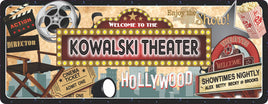 Personalized Hollywood Marquee Home Cinema Sign with Movie Paraphernalia Design