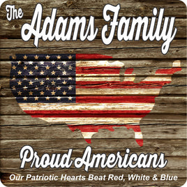 Personalized Patriotic Sign with Rustic American Flag Effect