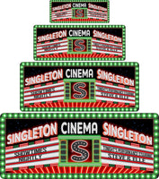 Red and Green Movie Marquee Sign Personalized with Name and Initial