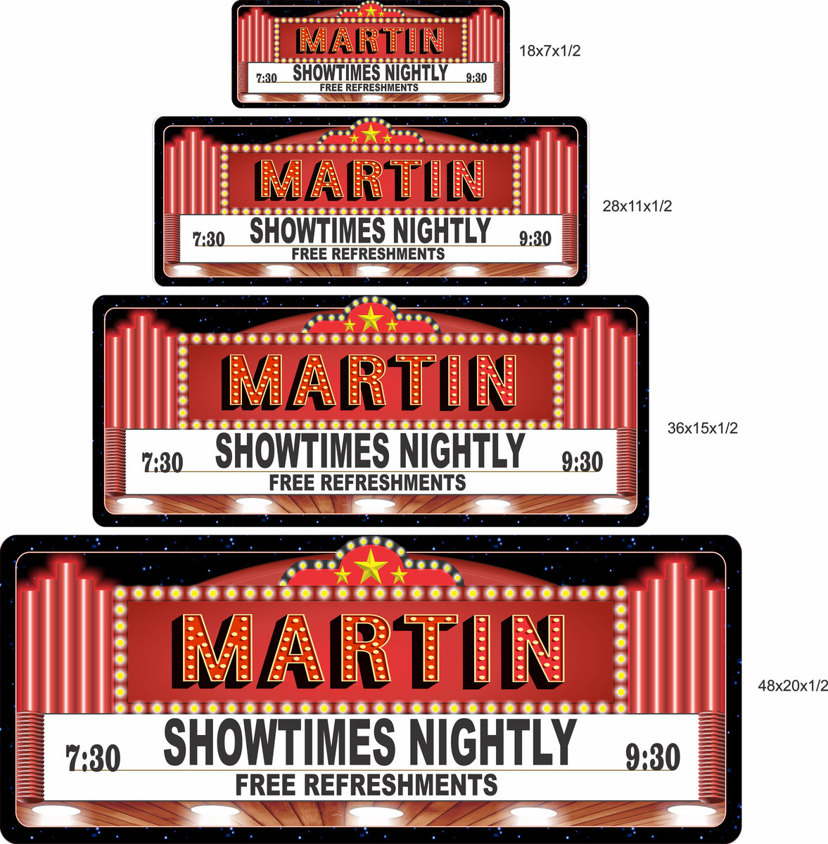 Showtimes Movie Marquee Personalized Home Theater Sign Fun Sign Factory