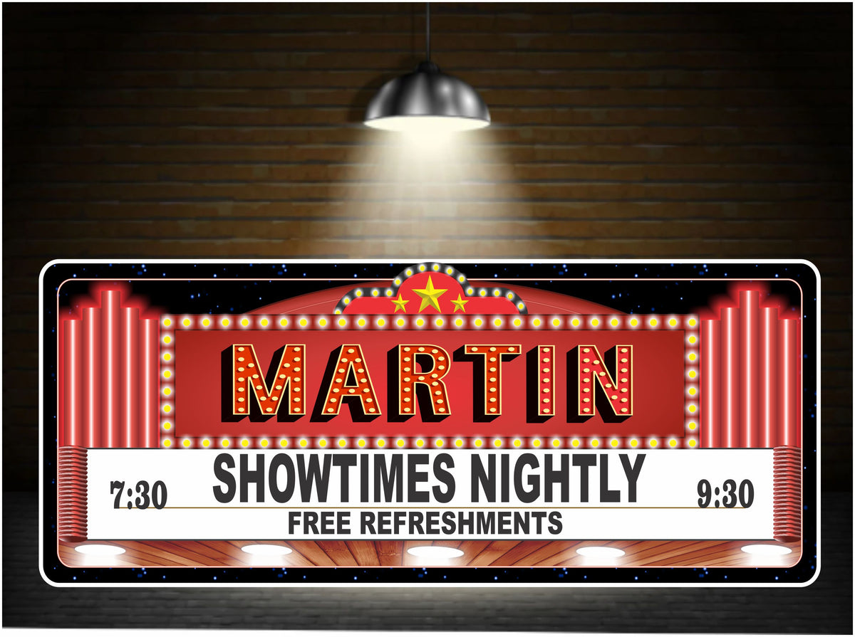 Showtimes Movie Marquee Personalized Home Theater Sign| Fun Sign Factory