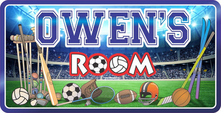 Kids Room Sports Sign with Stadium Scene