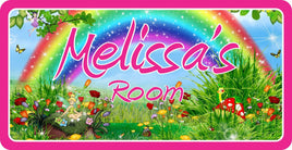 Personalized Kids Room Sign with Rainbow and Fairies