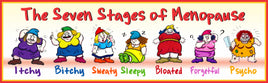 7 Stages of Menopause Funny Quote Sign with Female Dwarves