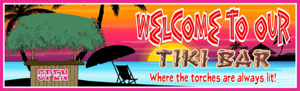 Sunset Tiki Bar Sign with Palm Trees