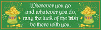 Luck of the Irish Blessing Sign in Green with Leprechaun Hats, Gold Coins & Shamrocks