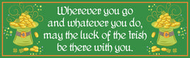 Luck of the Irish Blessing Sign in Green with Leprechaun Hats, Gold Coins & Shamrocks