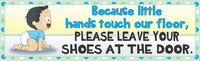 Cute Baby Remove Your Shoes Sign Blue