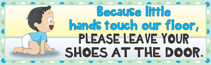 Cute Baby Remove Your Shoes Sign Blue