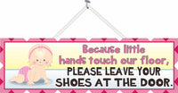 Please Remove Shoes Cute Baby Sign Pink